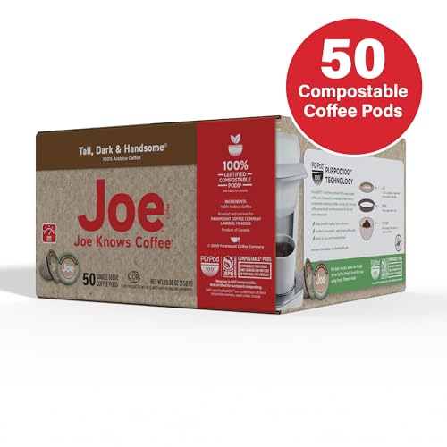Joe Knows Coffee BPI Compostable Pods, 50 Count, Tall Dark & Handsome